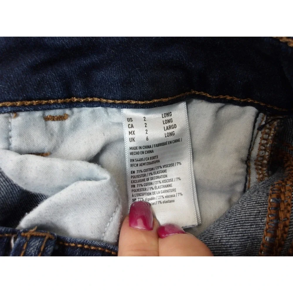 American Eagle Dark Wash Next Level Stretch Denim Jeggings Sz 2L/26